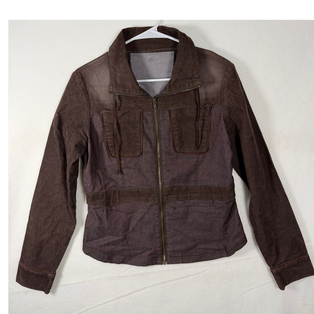 Prana Zip Up Jacket with Corduroy Front Pockes Size Small